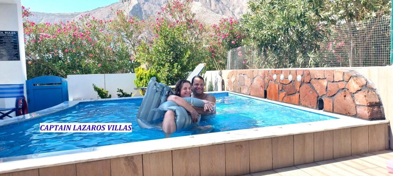 Located By The Sea One Beachfront Private Captain Lazaros Pool Villa With Loft In 750Sqm Spacious Private Plot-Jacuzzi-Sunrelax-Furnished Terace-Gazebo-Private Parking,Sleep 3 Adults And 2 Children, Just Steps From The Black Beach-Seaview Perissa  Exterior foto