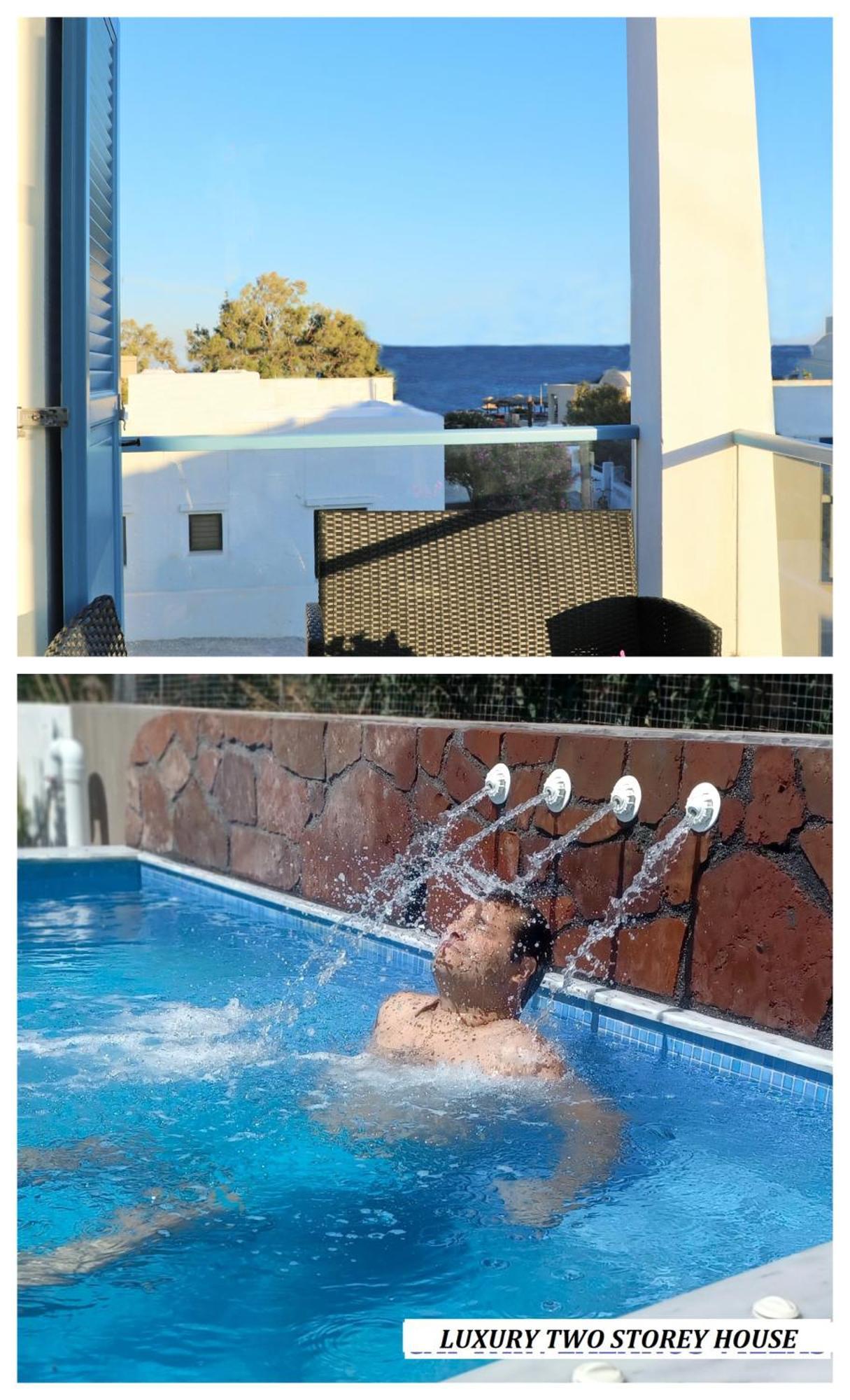 Located By The Sea One Beachfront Private Captain Lazaros Pool Villa With Loft In 750Sqm Spacious Private Plot-Jacuzzi-Sunrelax-Furnished Terace-Gazebo-Private Parking,Sleep 3 Adults And 2 Children, Just Steps From The Black Beach-Seaview Perissa  Exterior foto